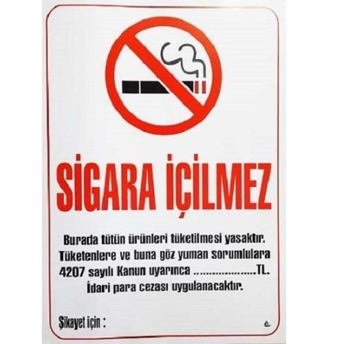 Sigara İçilmez Levhası 50x70 cm (Karton)