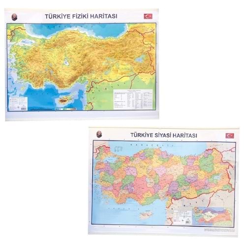 İnter 70x100 cm Çıtalı Askılı Türkiye Siyasi-Fiziki Harita