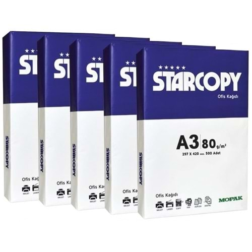 Mopak Star Copy A3 Fotokopi Kağıdı 80 gr. 5x500 (1 koli)Starcopy