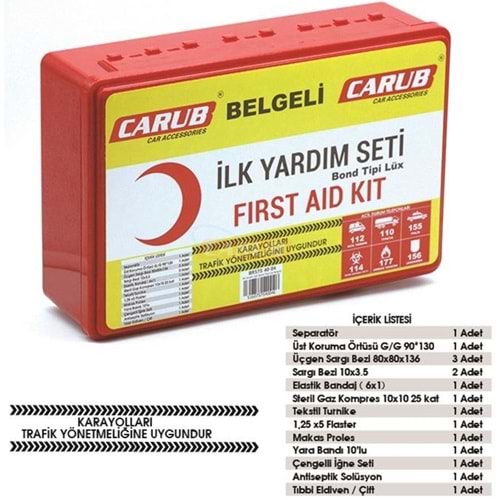 CARUB Belgeli İlk Yardım Seti Bond Tipi Lüx