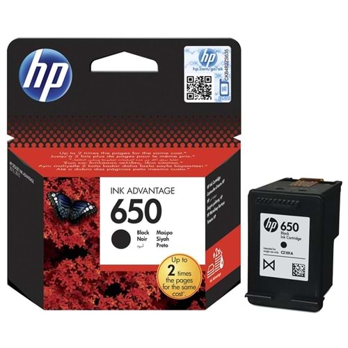 HP 650 Siyah Mürekkep Kartuşu CZ101AE