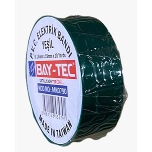 Bay-Tec Yeşil PVC Elektrik Bandı 0.13mmx18mmx10yards