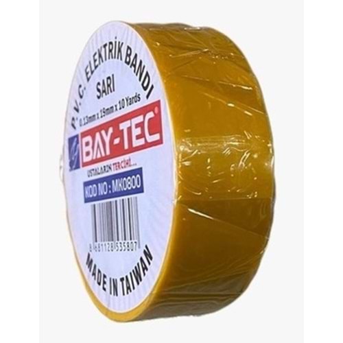 Bay-Tec Sarı PVC Elektrik Bandı 0.13mmx18mmx10yards