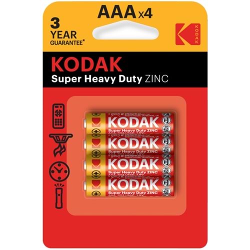 Kodak Super Heavy Duty Zinc AAA İnce Pil 4 Adet