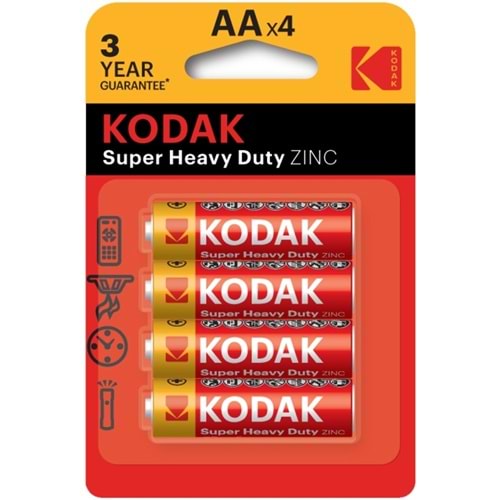 Kodak Super Heavy Duty Zinc AA Kalem Pil 4 Adet