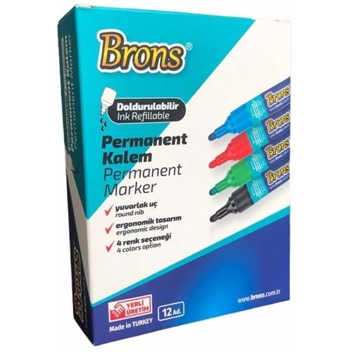 Brons Doldurulabilir Permanent Kalem Yeşil BR-9623 (12 Adet)