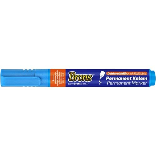 Brons Doldurulabilir Permanent Marker Kalem Kesik Uç Mavi BR-9721
