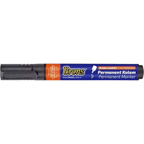 Brons Doldurulabilir Permanent Marker Kalem Kesik Uç Siyah BR-9720