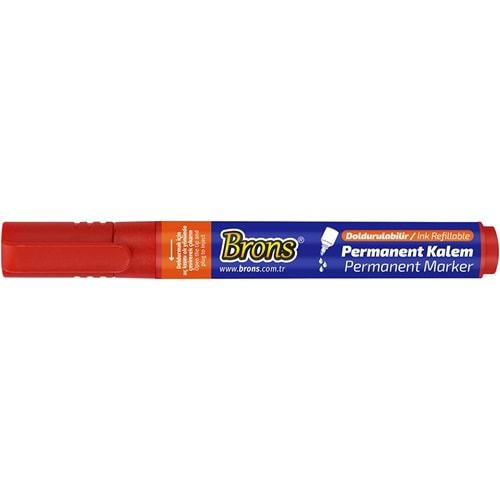 Brons Doldurulabilir Permanent Marker Kalem Kesik Uç Kırmızı BR-9722