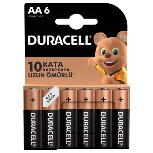 Duracell AA Alkaline Kalem Pil 6 Adet LR6 MN1500