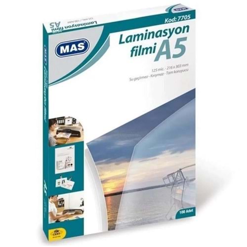 Mas A5 (154x216 mm) Laminasyon Filmi 125 Micron 100 lü Kod: 7705