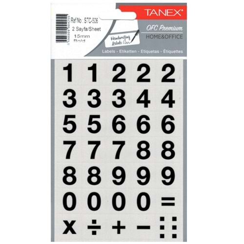 Tanex Rakam Etiketi STC-506 15 mm Bold 2 Adet