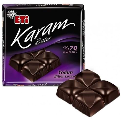 Eti Karam Bitter %70 Kakaolu Çikolatalı Kare 60 gr.