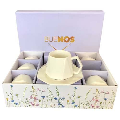 Buenos Porselen Nescafe Fincanı Seti 6 lı 12 Parça ODR5285