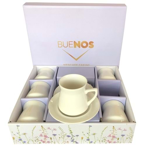 Buenos Porselen Nescafe Fincanı Seti 6 lı 12 Parça ODR5097
