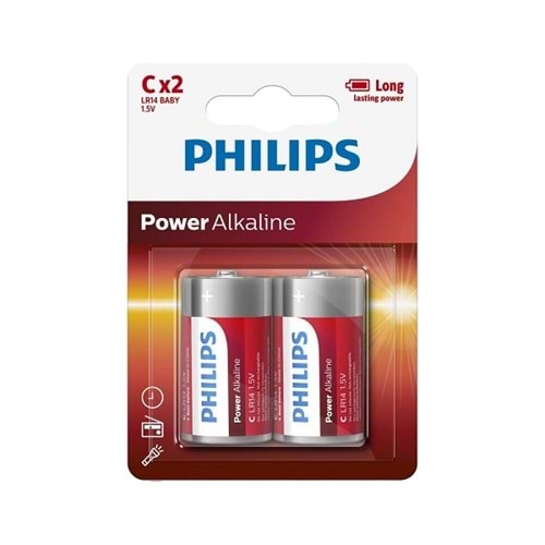 Philips Power Alkaline Orta Pil C Boy 2 li LR14P2B/10