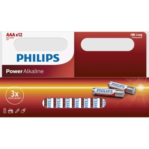 Philips Power Alkaline AAA 12 li İnce Pil LR03P12W/10