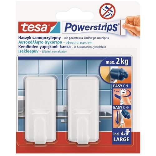 Tesa Powerstrips 2 Kg Taşıma Kapasiteli 2 Li Kare L Boy Askılık-58010