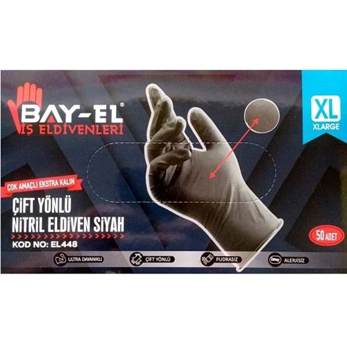 Bay-el Çift Yönlü Nitril Eldiven Siyah XL No : EL448