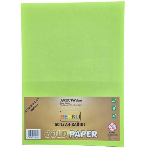 Gold Paper Renkli Fotokopi Kağıdı A4 5 Renk 50'li