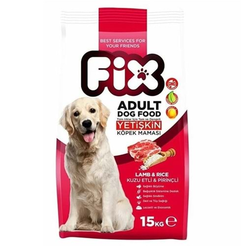 Fix Kuzu Etli-Pirinçli Yetişkin Köpek Maması 15 Kg