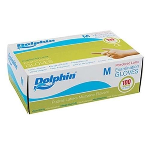 Dolphin M Pudralı Lateks Muayene Eldiveni 100 Adet