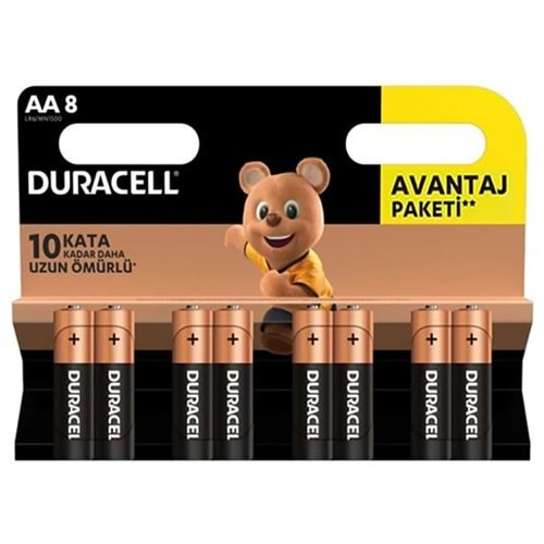 Duracell AA Alkaline Kalem Pil 8 Adet LR6 MN1500