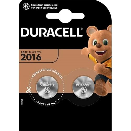 Duracell Lityum Pil 2'li Blister CR2016