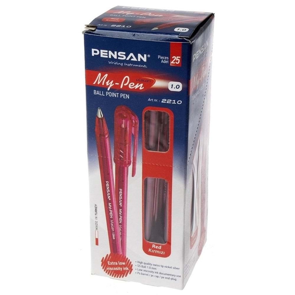 Pensan My-Pen Tükenmez Kalem 1 mm Kırmızı 25 Adet