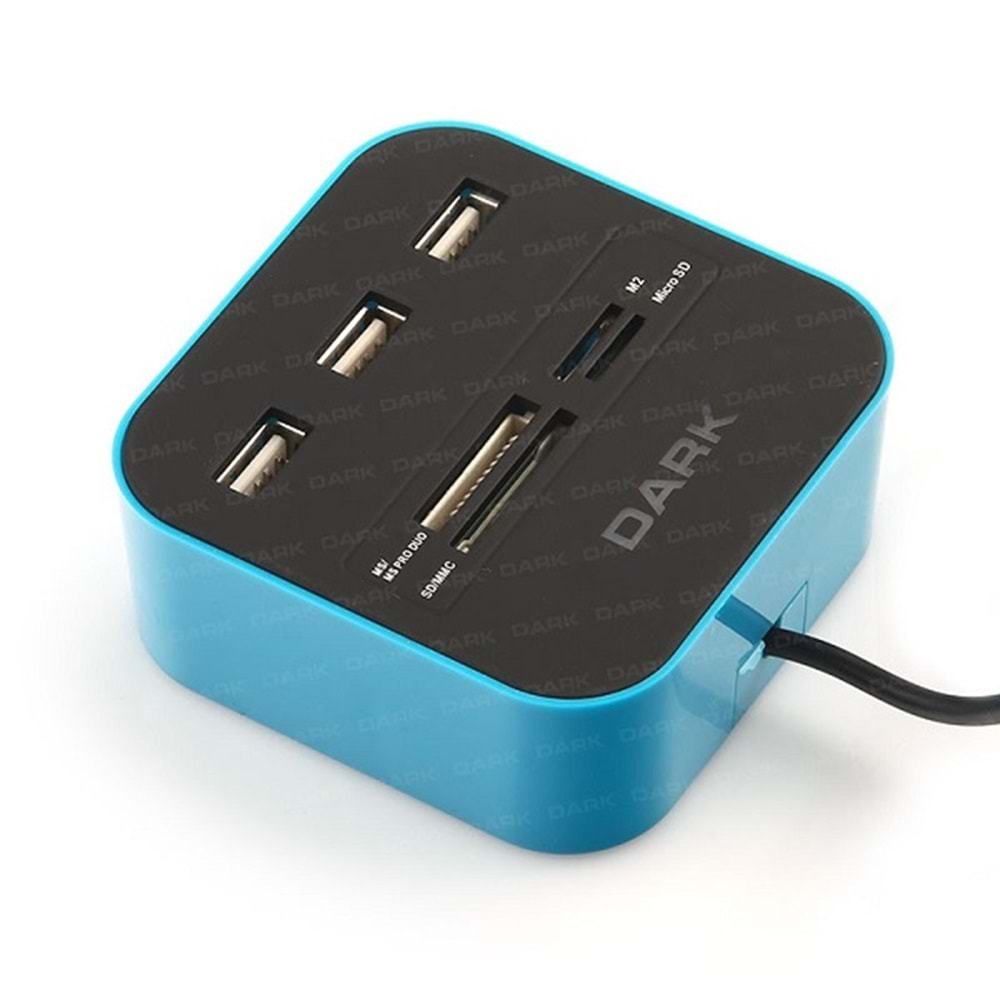Dark Ucr202 Çoklu Kart Okuyucu USB MicroSD SD MMC M2 MS PRO Mavi