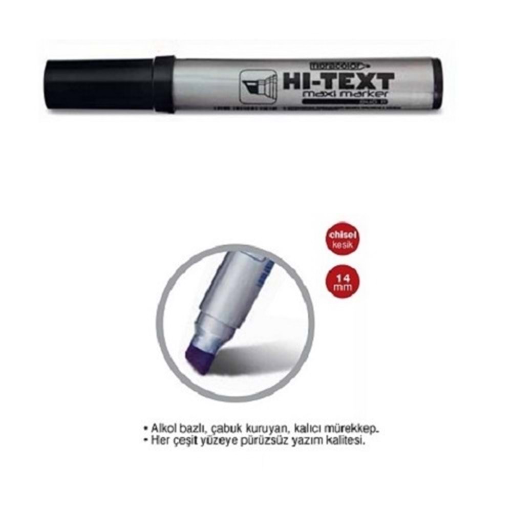 Hi-Text Maxi Marker Siyah 10 mm Kesik Uç