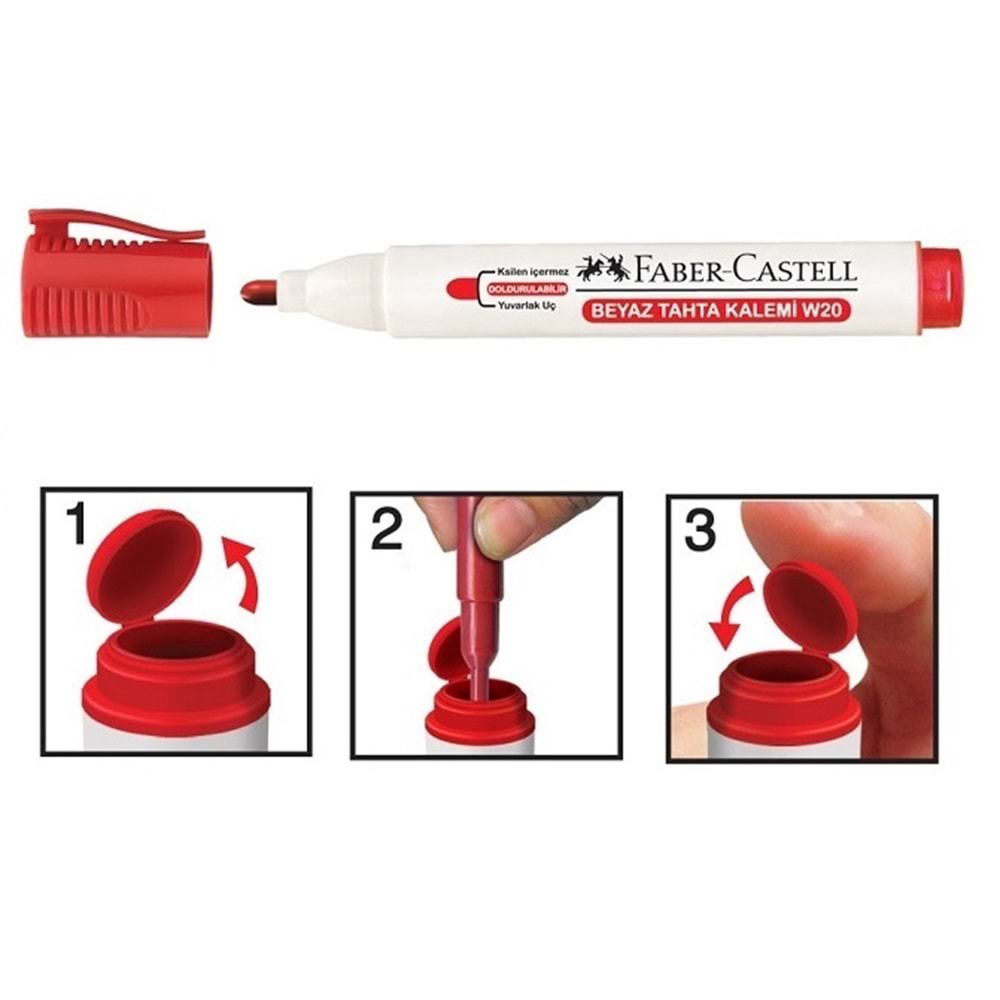 Faber Castell Beyaz Tahta Kalemi Kırmızı Doldurulabilir