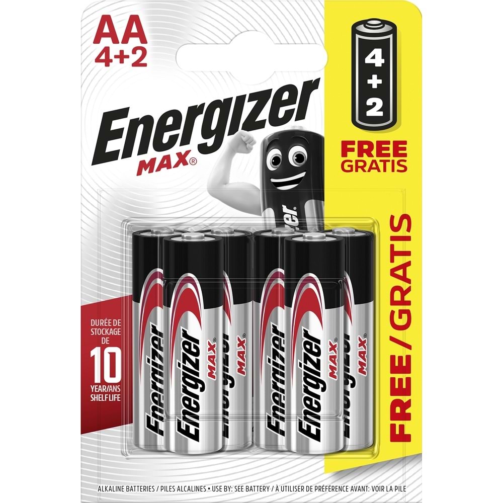 Energizer Max Alkaline AA Kalem Pil 4+2 AA-LR6