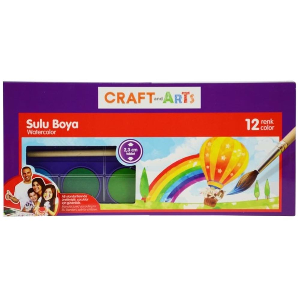 Craft and Arts 12 Renk Sulu Boya 2,3 cm U1557KK-12s
