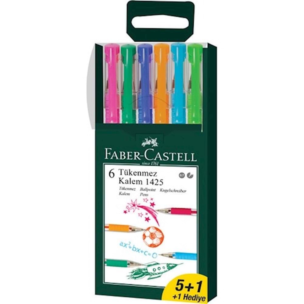 Faber Castell 1425 İğne Uçlu 0.7 mm Tükenmez Kalem Seti 6 Renk