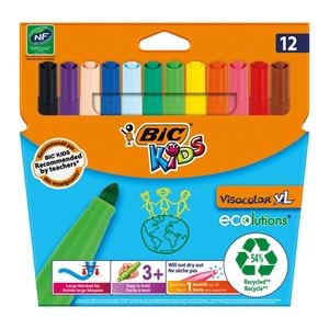 Bic Kids Ultra Yıkanabilir Jumbo Keçeli Boya Kalemi 12 Renk