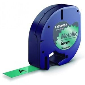 DYMO LetraTag 59439 Metalik Yeşil Plastik Şerit 12mm x 4m S0721740