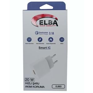 Elba ELB03-20USB Beyaz 20W Usb Şarj Kafa QC4.0