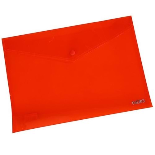 Noki Çıtçıtlı Dosya Evrak Zarfı A4 Şeffaf Kırmızı Kod: 3101