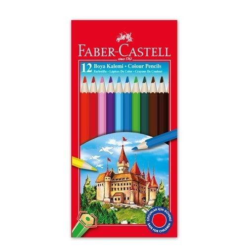 Faber Castell Karton Kutu Kuru Boya Kalemi 12 Renk Tam Boy