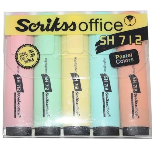Scrikss Office SH712 Pastel Fosforlu Kalem Seti 5 Adet Takım