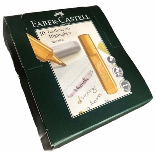 Faber Castell 46 Fosforlu Kalem Metalik Gold (Altın) 10 Adet