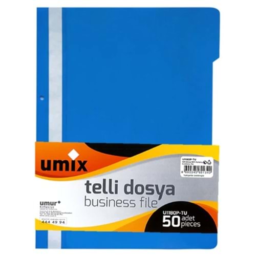 Umix Plus Telli Dosya 50 Adet - Mavi (U1180P-MA)