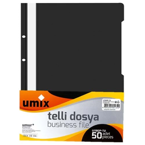 Umix Plus Telli Dosya 50 Adet - Siyah (U1180P-SI)