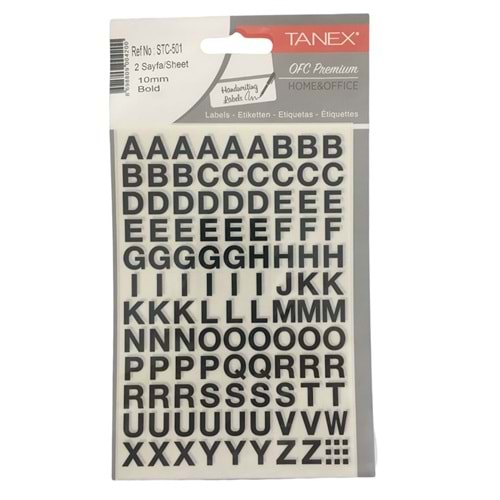 Tanex Harf Etiketi STC-501 10 mm Bold 2 Adet