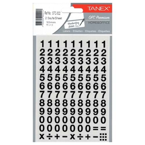 Tanex Rakam Etiketi STC-502 10 mm Bold 2 Adet