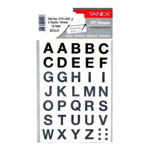 Tanex Harf Etiketi STC-505 15 mm Bold 2 Adet